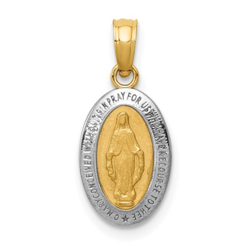 14k Two-tone Gold MINI Oval Miraculous Medal Charm